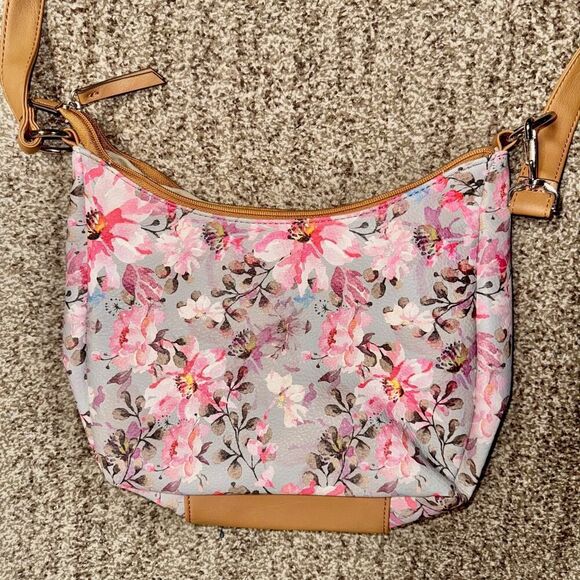 Rosetti Women's Pink Brown Floral Design Leather Handbang - Picture 10 of 10